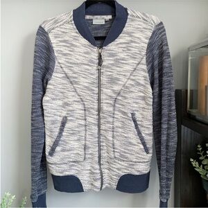 Athleta Bombtastic Bomber Jacket (Blue/White) M